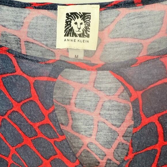 Anne Klein Womens Snake Print Keyhole Neck Long Sleeve Casual Tunic Top M - Picture 3 of 7